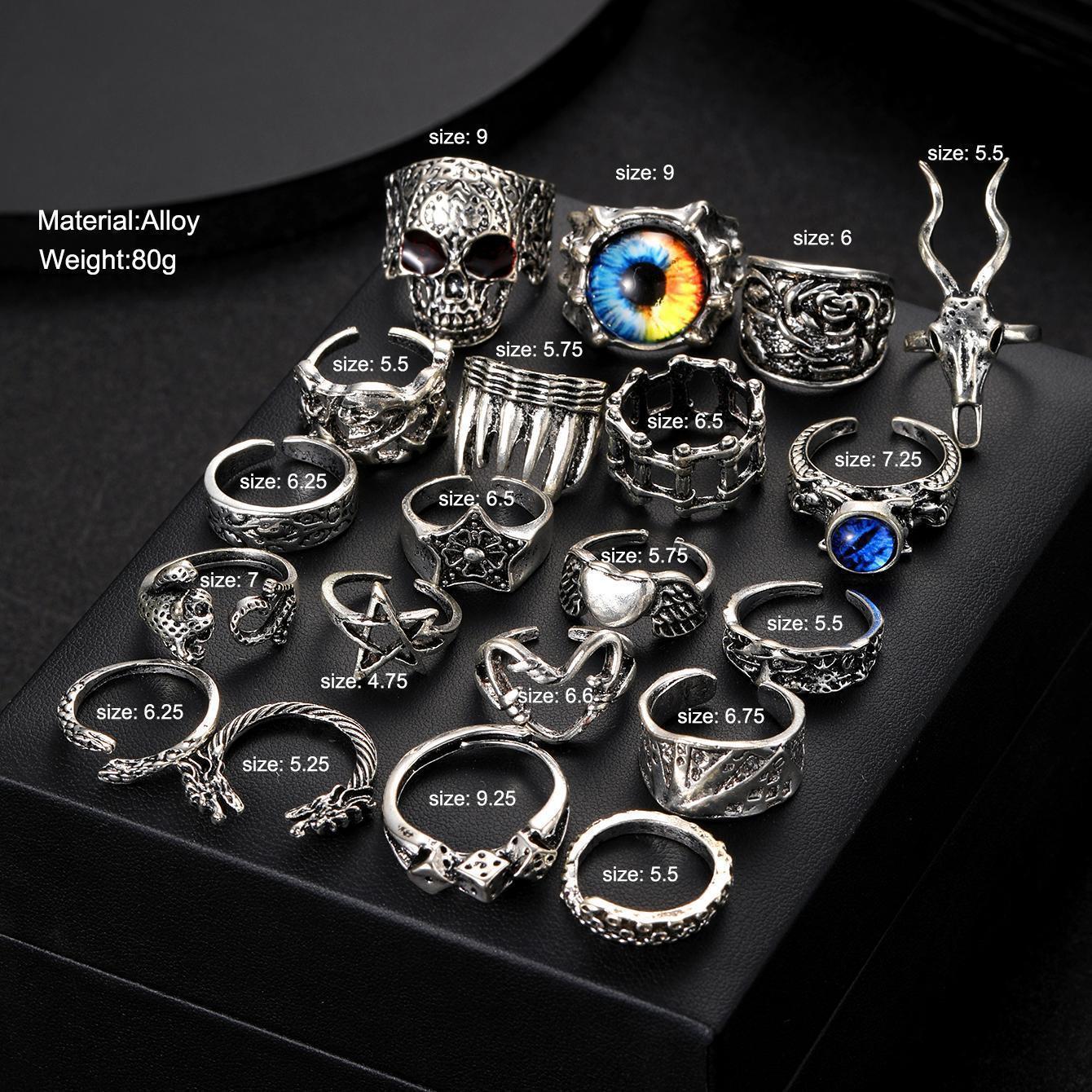 Skull Spider Punk Ring Set (20-piece)