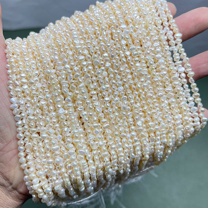 3-4Mm natural freshwater pearl with light cross-hole loose beads on both sides