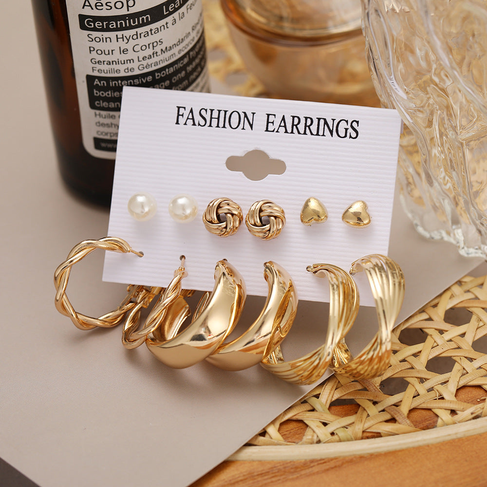 Twisted Peach Heart Stud Earring Set (11-piece)