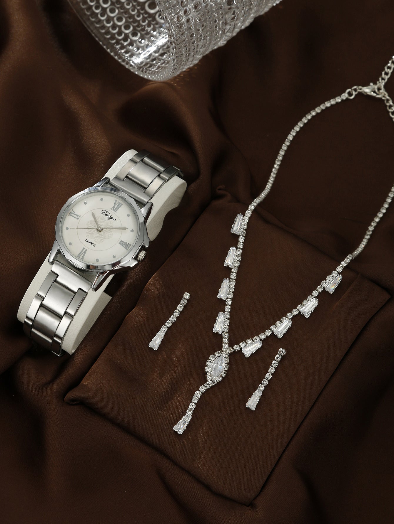 Steel belt quartz watch jewelry set