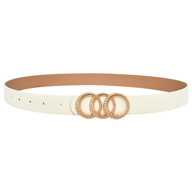 Circle buckle women's belt Korean version