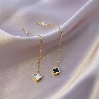 Four-leaf clover titanium steel ear buckle