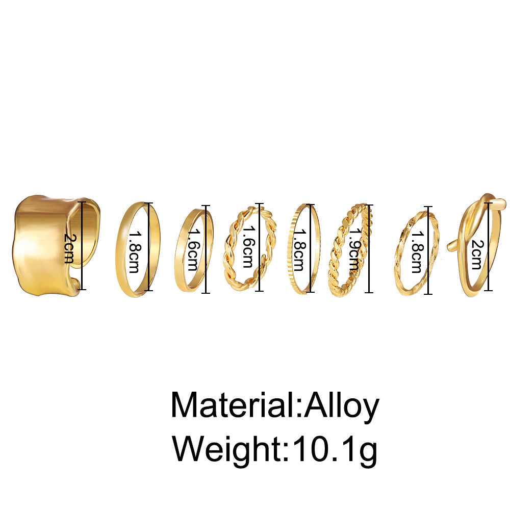 Irregular Alloy 8-Piece Ring Set