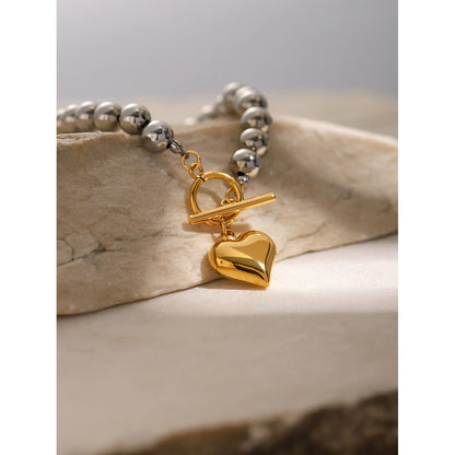 Gold Heart Pendant Bracelet