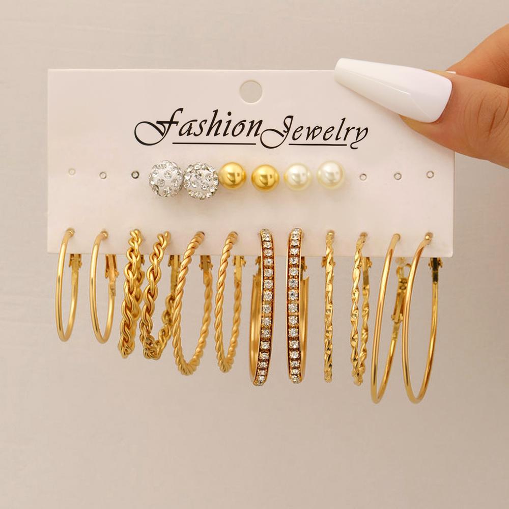 9-Pair Retro Geometric Earring Set