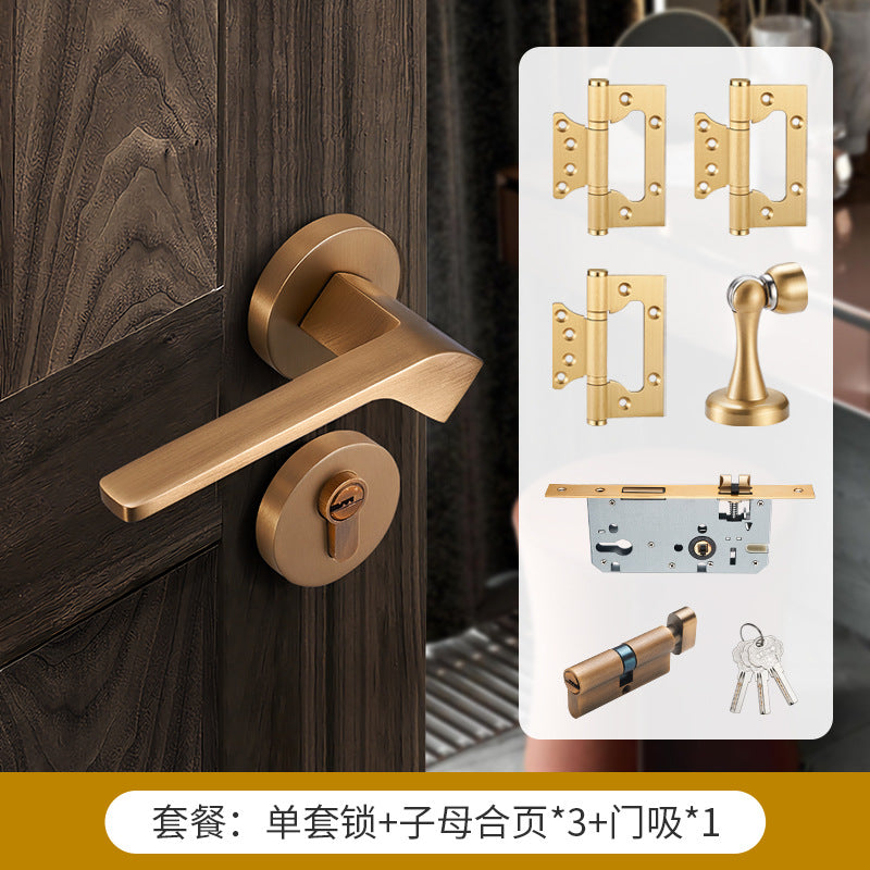 Brass gold interior door lock handle