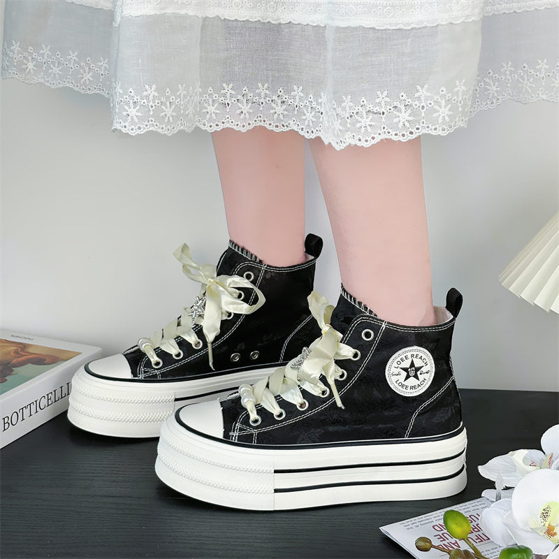 Chinese style thick-soled casual height-increasing sneakers