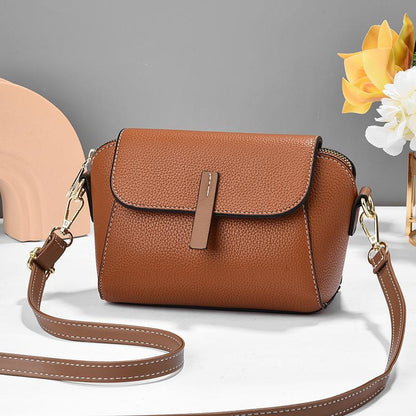 Double-layer solid color buckle shell bag
