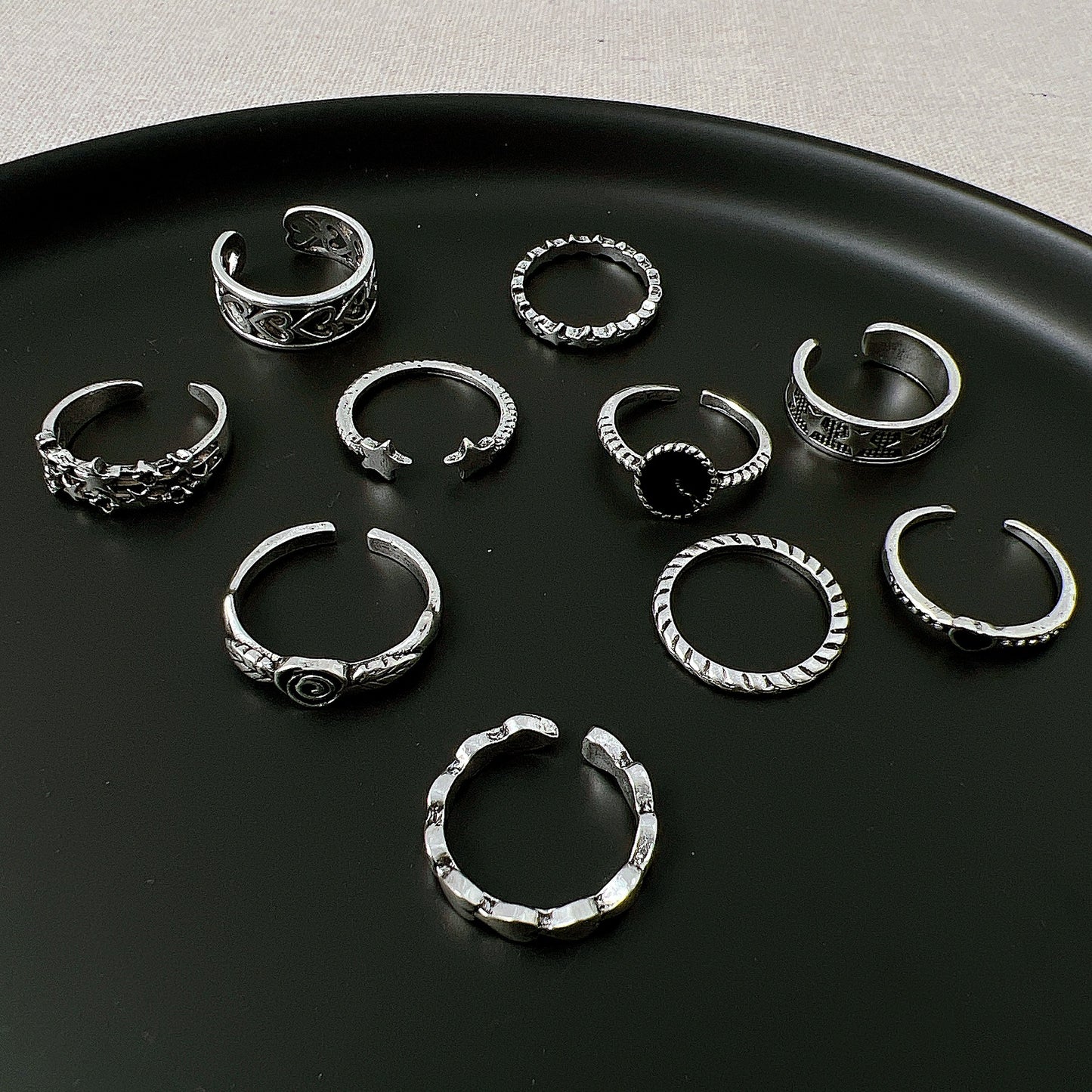 Vintage distressed ring set 10 pieces