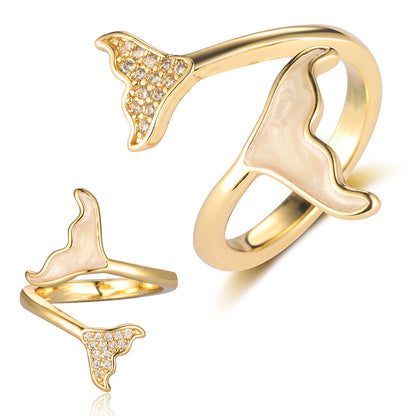 Butterfly Mermaid Tail Snake Copper Zircon Ring