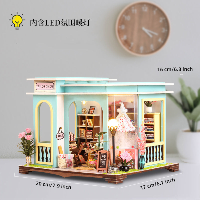 DIY Mini House Tailor Shop Model Toy