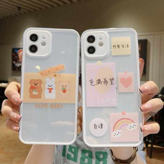 Funda transparente suave con dibujos animados y marco de color para Redmi K40/Xiaomi 12PRO