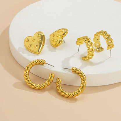 Pendientes vintage con forma de botón 