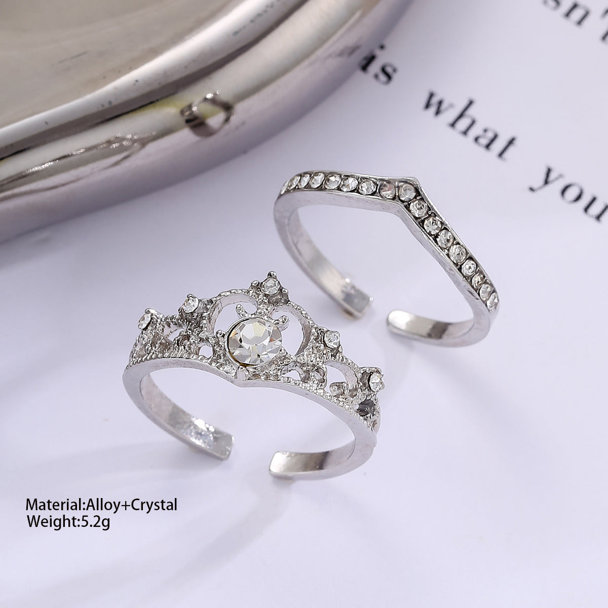 Crown Diamond 2-Piece Ring Set