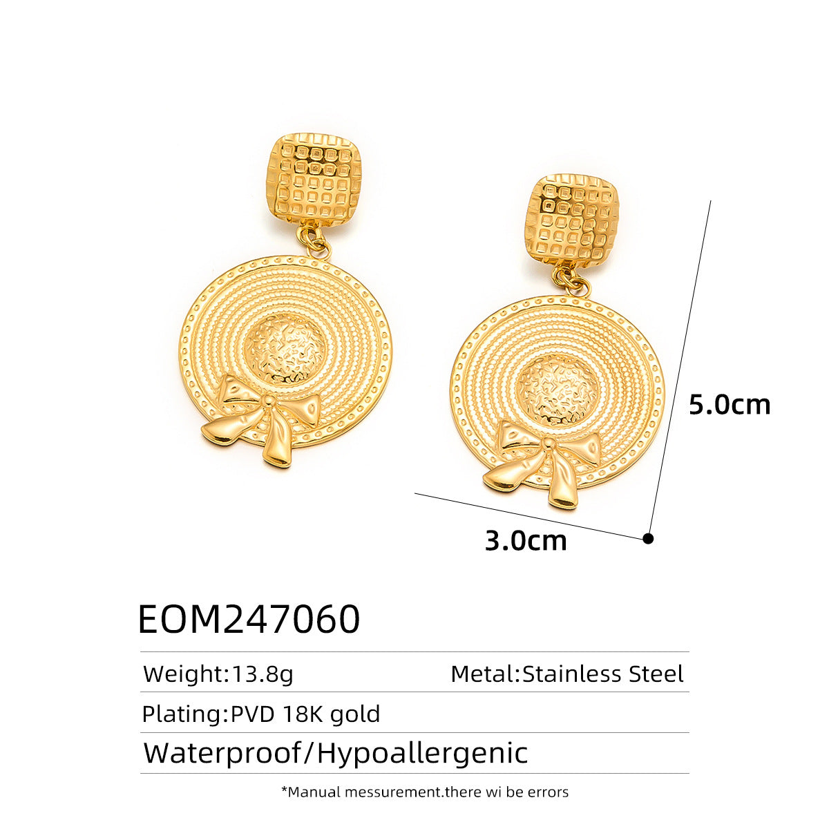 18K Gold Titanium Steel Hollow Geometric Statement Earrings