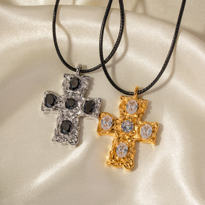 Cross necklace with zircon