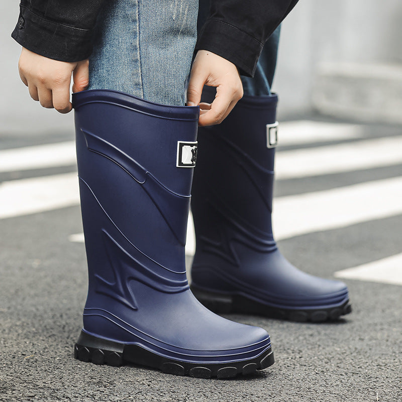 Rain shoes men's European and American style tall tube