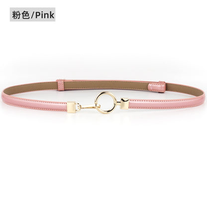 Gold buckle leather thin belt