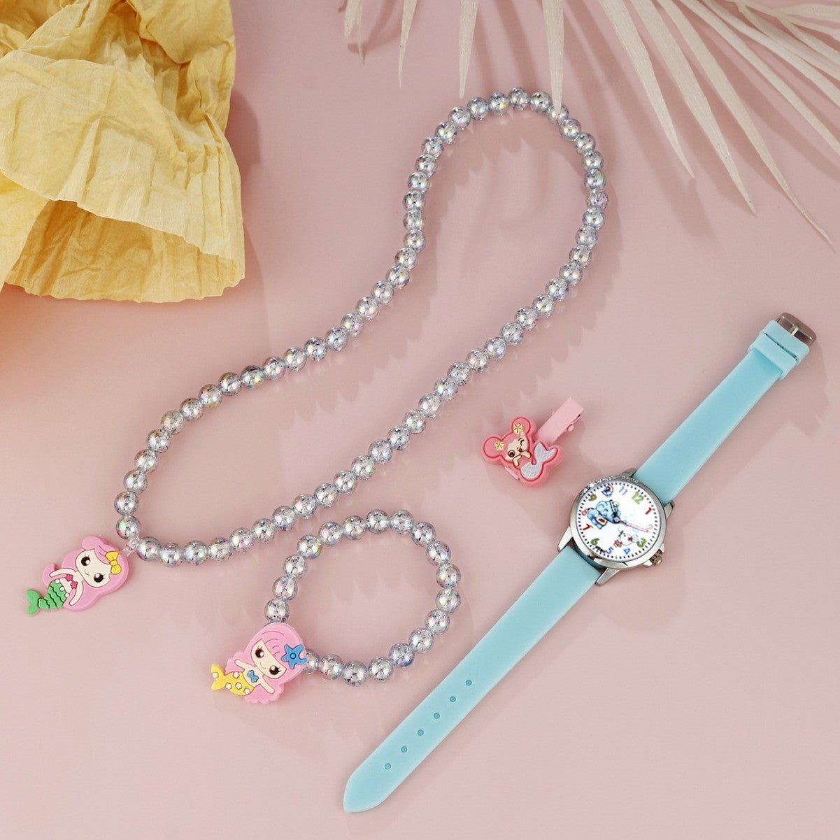 Animal Dial Round Quartz Watch Jewelry Set