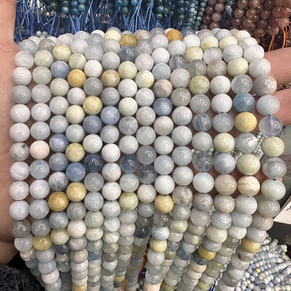 4-10MM natural stone aquamarine round beads loose beads
