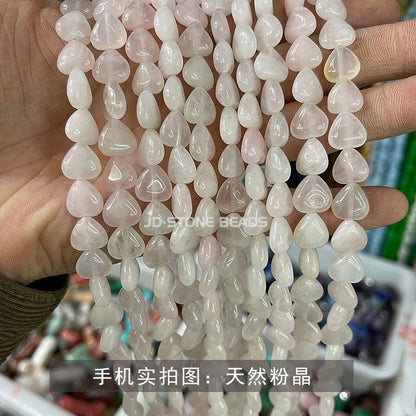 10 cuentas sueltas de cristal con forma de corazón de melocotón de 4 mm 