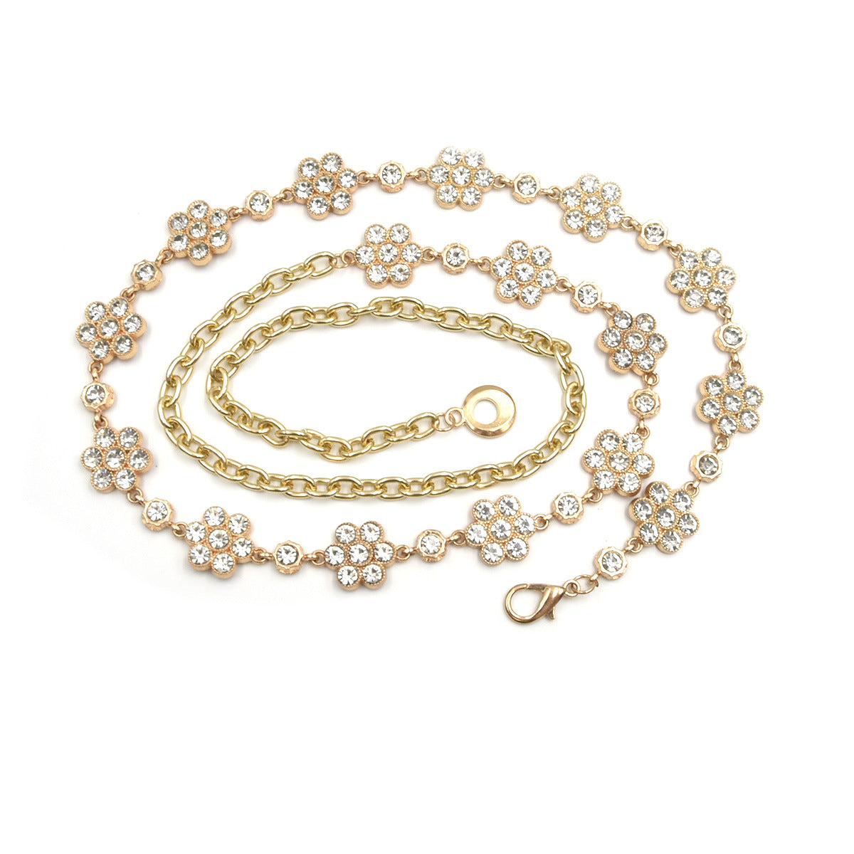 Rhinestone inlaid fine metal belt