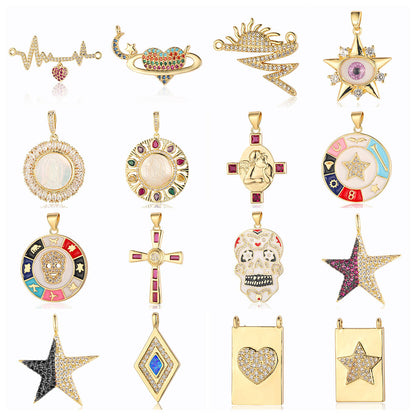 Flower Virgin Star Eye Copper Zircon Pendant