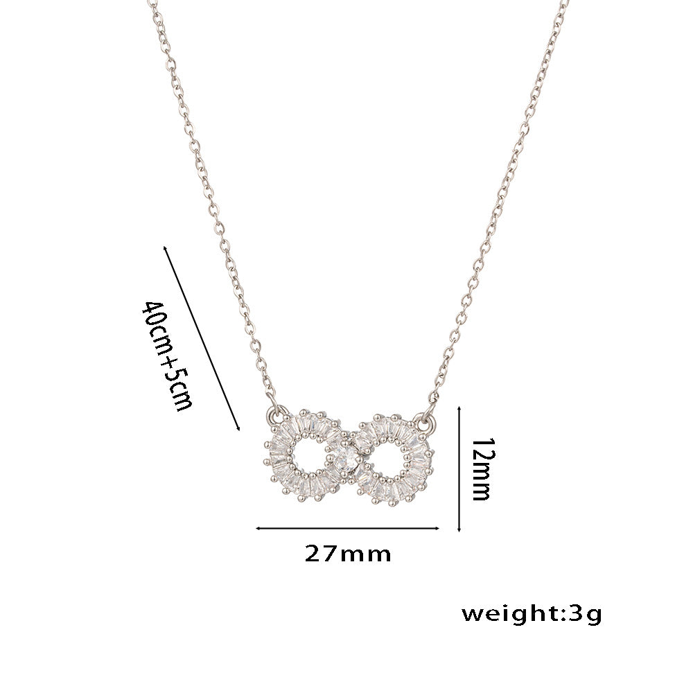 Colar de coração simples e elegante em formato de 8 com zircão, presente versátil para mulheres 
