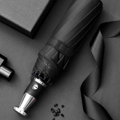 Automatic 3-Fold Umbrella 10 Rib Black Coated Umbrella