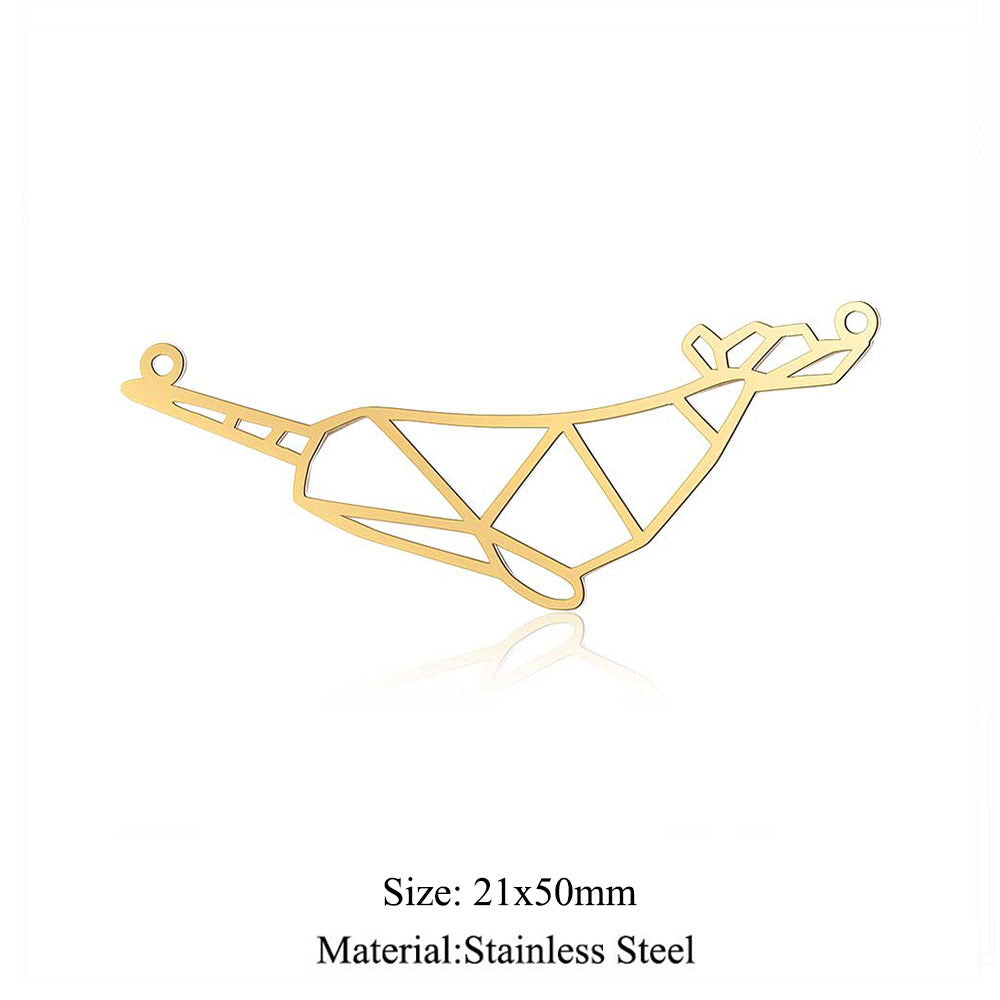 5 pcs/titanium steel paper-cut style animal pendant.