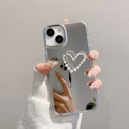 Apple 15 Pro Mirror Silver Bow iPhone 11/12 Bracelet Shockproof Hard Case