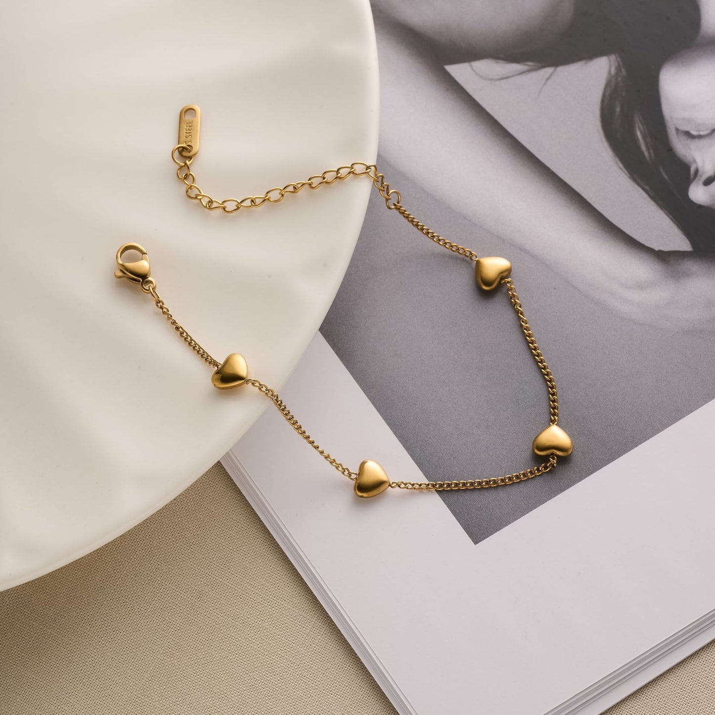 Titanium Steel Peach Heart Bracelet