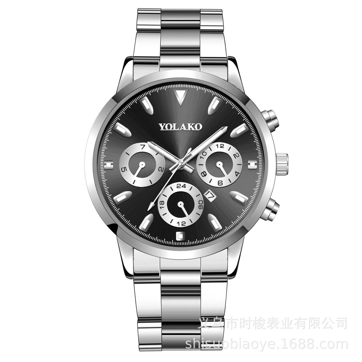 Faux Three-Eye Mens Watch Stud Calendar