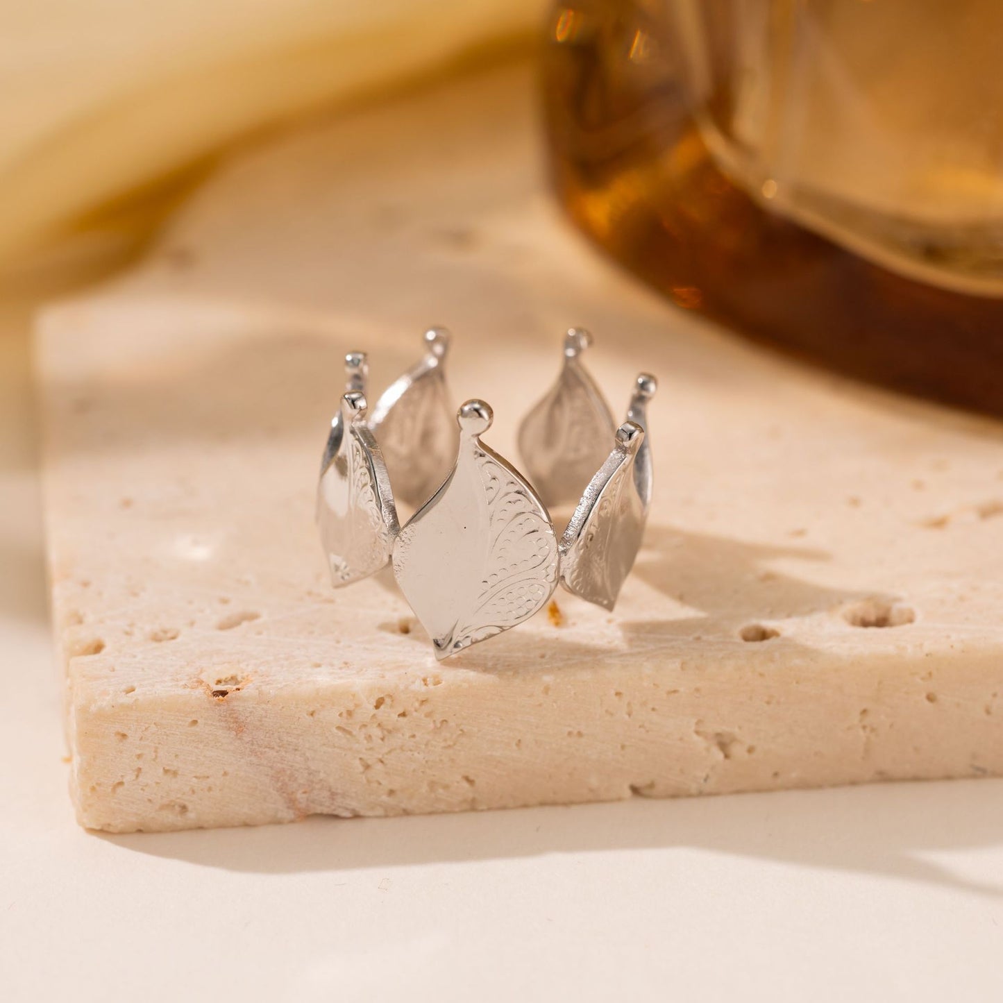 Titanium Steel Leaf Ring