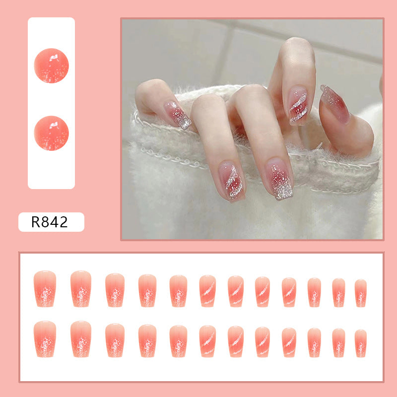 Blush Glitter Medium Long Ballerina Nails