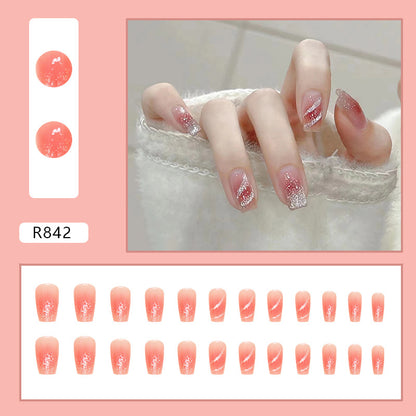 Blush Glitter Medium Long Ballerina Nails