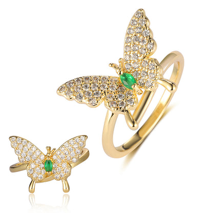 Butterfly Mermaid Tail Snake Copper Zircon Ring