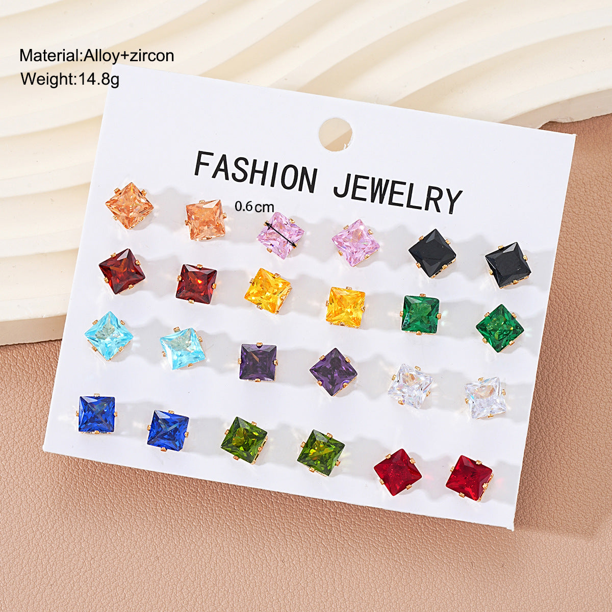 Colorful Zircon Stud Earring Set