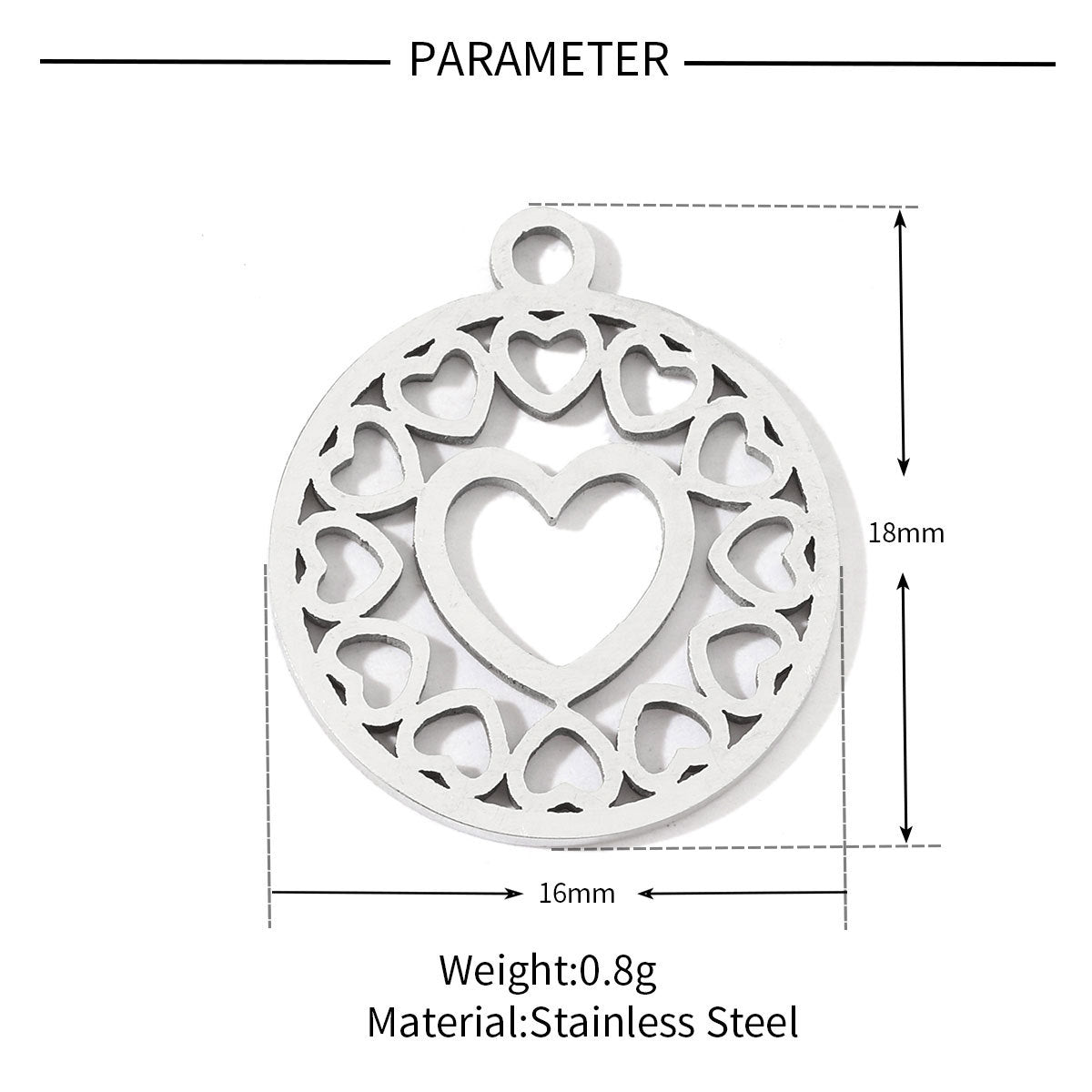 20 pcs/pack Flower Life Tree Hand Titanium Steel Pendant