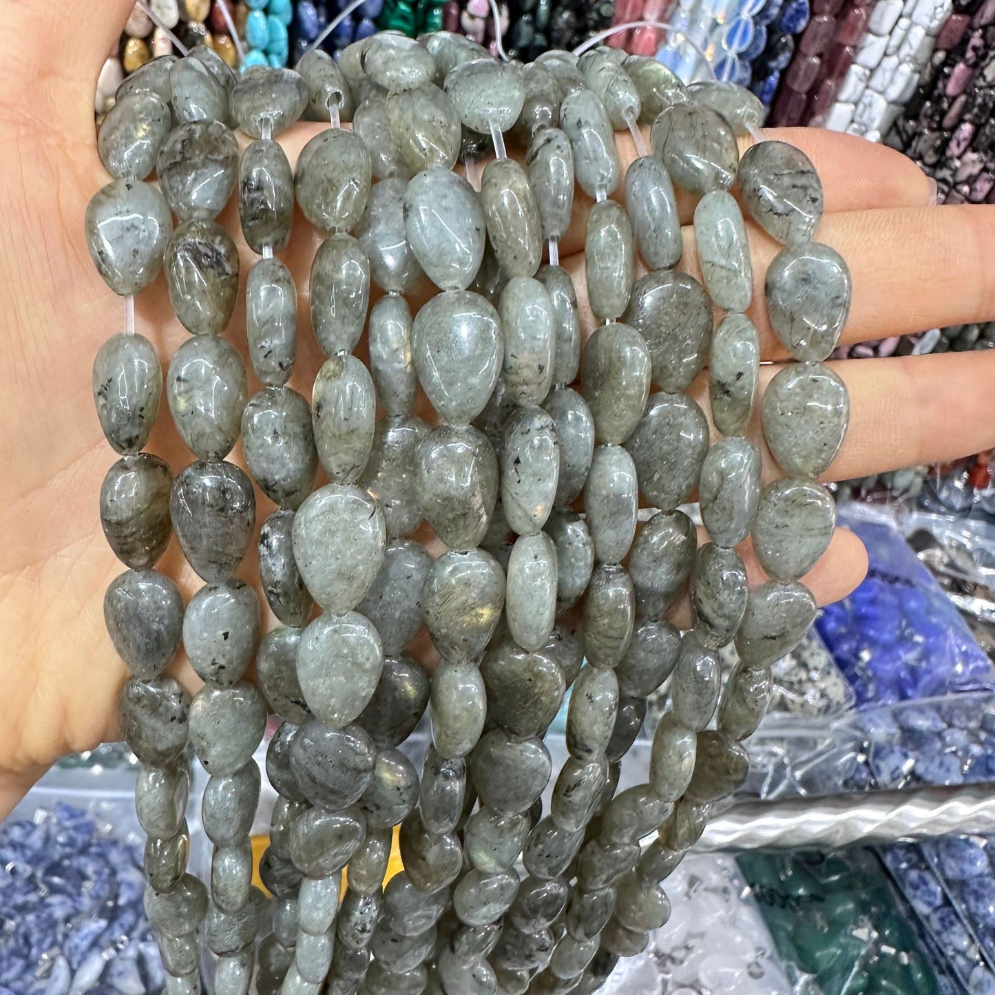 Crystal flat water drop 10*14MM 28pcs heterosexual loose beads