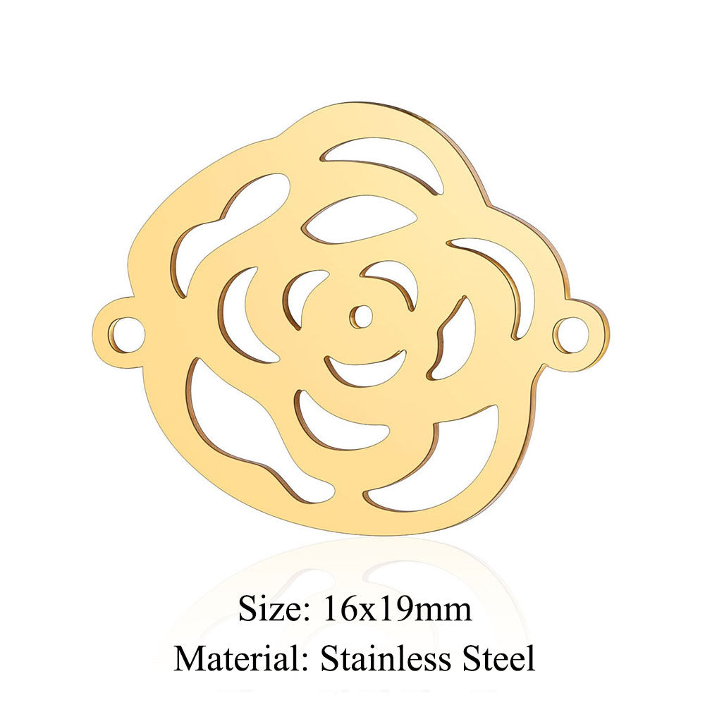 Colgante de acero de titanio con forma de flor y hoja, 5 unidades por bolsa 