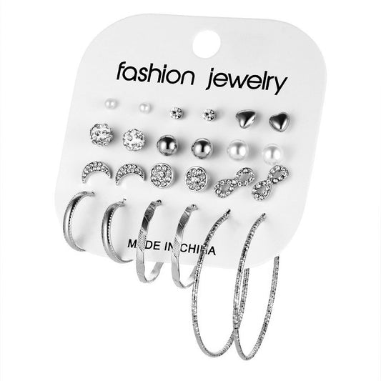 Rhinestone Hoop Earring Set