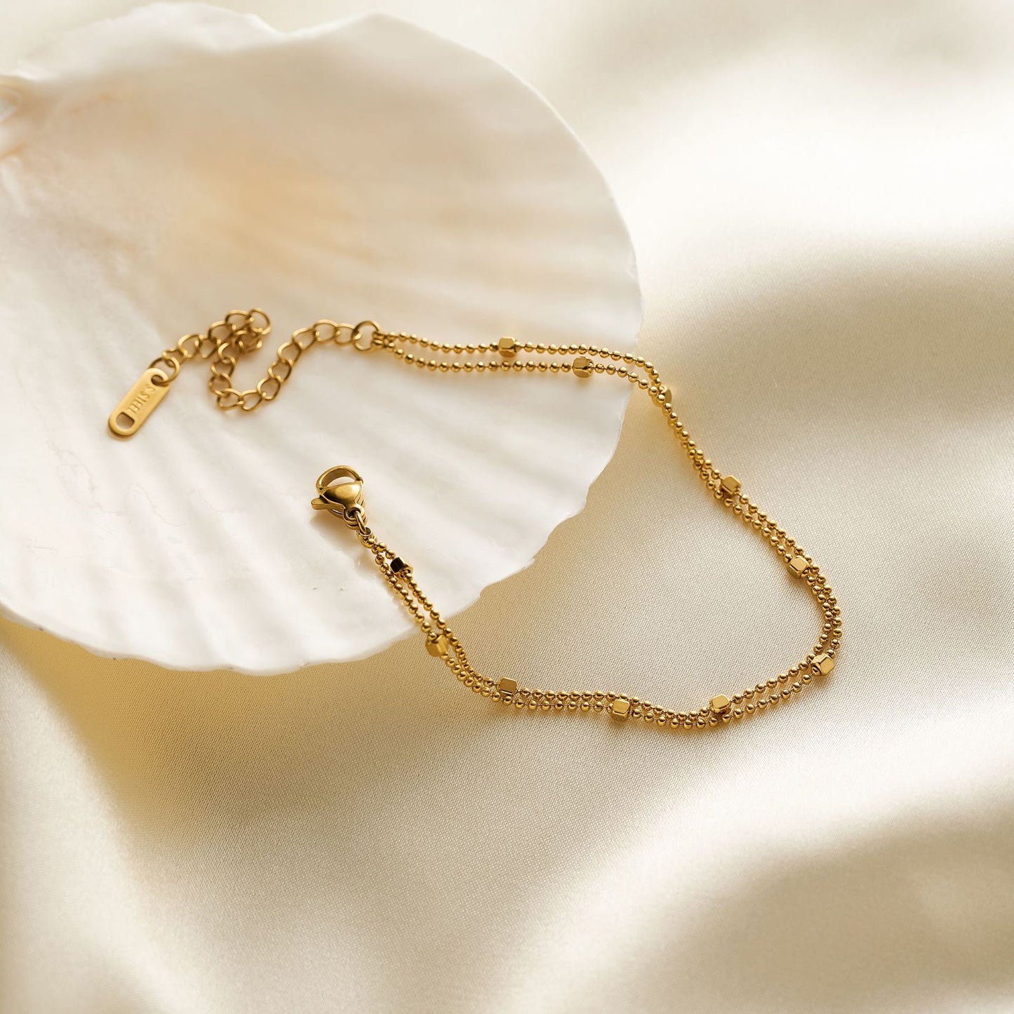 Titanium Steel Beaded Square Bracelet