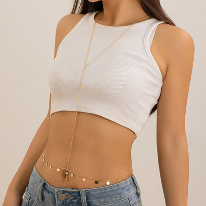 Copper bead mesh body chain