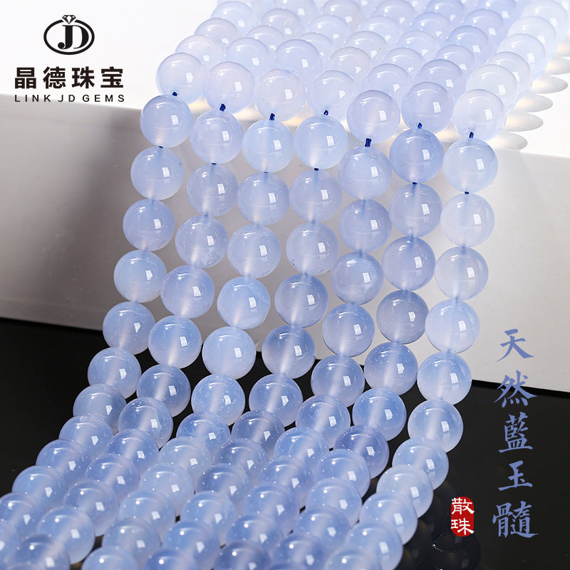 5A Natural Blue Chalcedony Beads