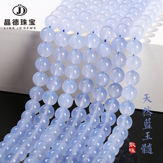 5A Natural Blue Chalcedony Beads