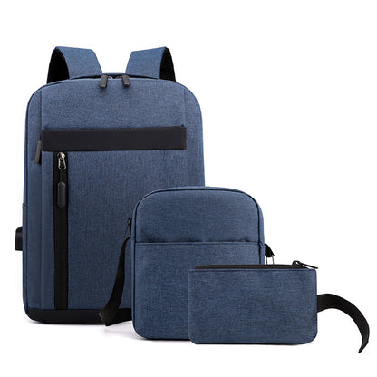 Three-piece USB charging backpack computer bag