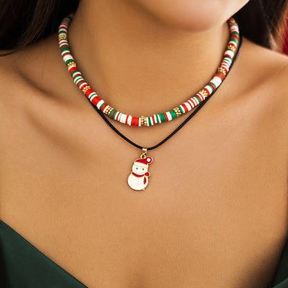 Christmas snowman gift imitation crystal necklace