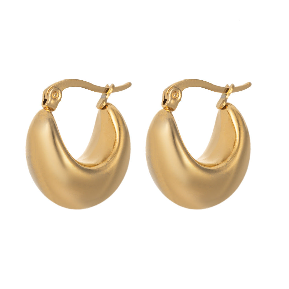 18K Gold Titanium Steel Waterdrop Rhombus Stud Earrings