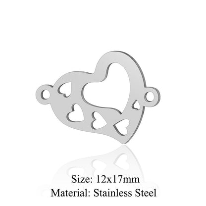 5 pcs/pack, love electrocardiogram, titanium steel pendant, peach heart DIY.